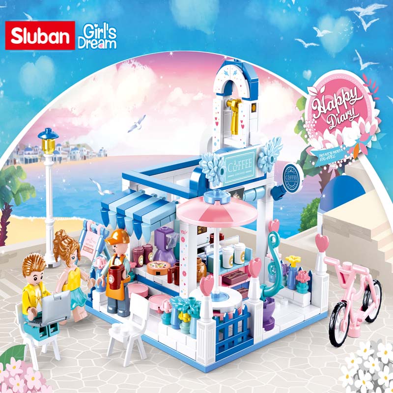 Sluban Bộ Đồ Chơi Lắp Ráp Quán Cà Phê Aegean Sea Shop 289 Miếng B0866 Compatbile Với Thương Hiệu Dẫn