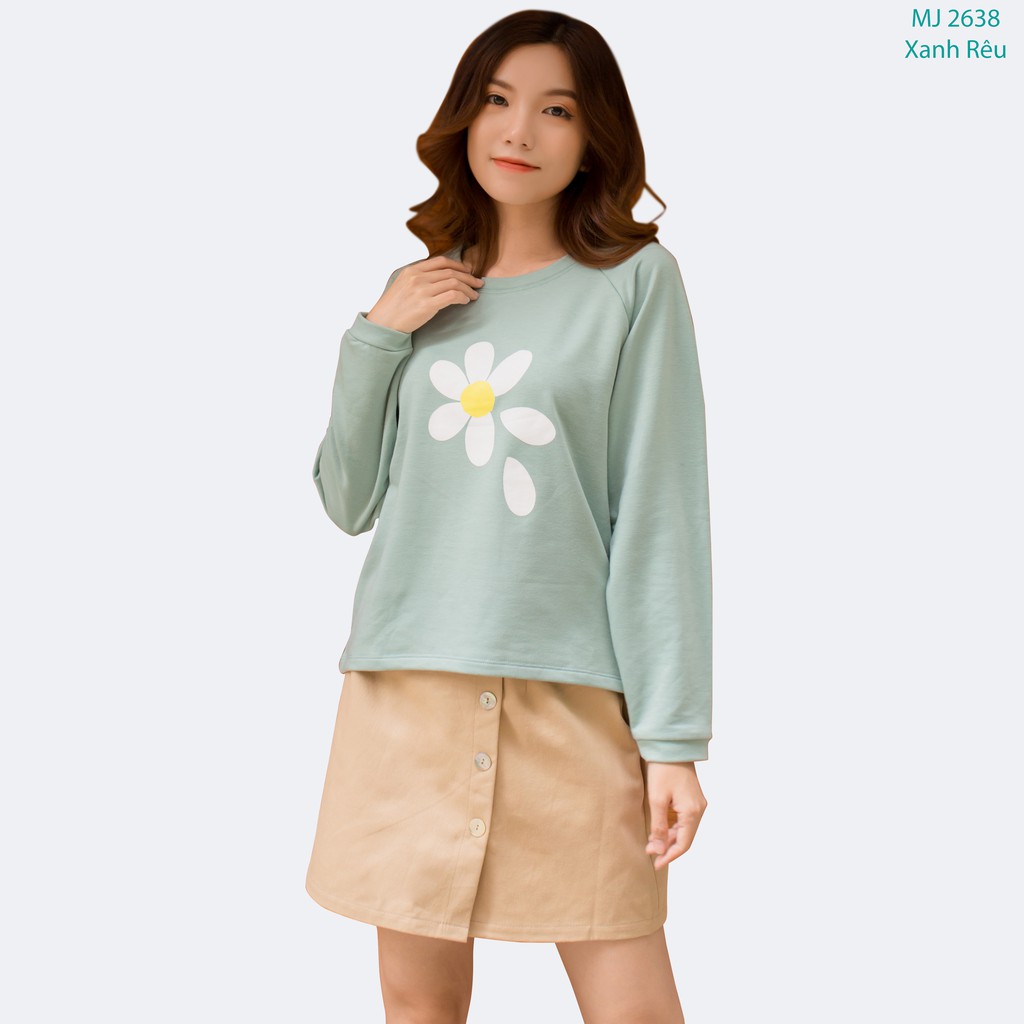 Áo Sweater nữ Dài Tay In Hoa Cúc 42-56 kg BISIC 4 màu MEEJENA - 2638