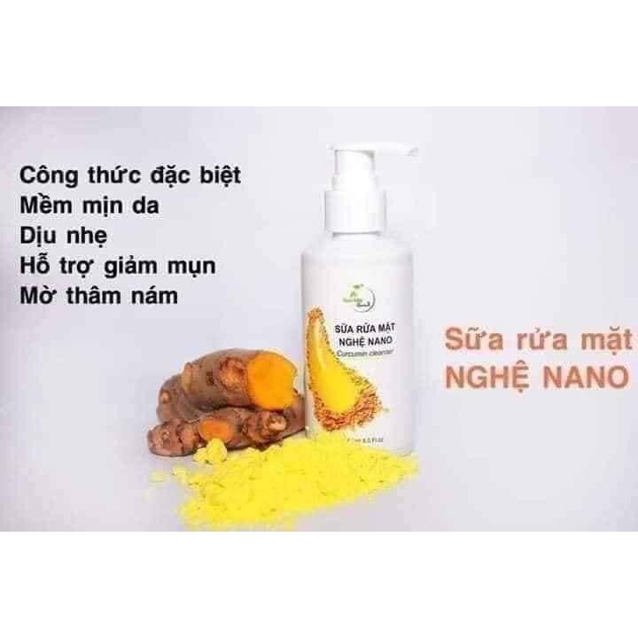 Sữa rửa mặt nghệ NANO (Làm sạch chuyên sâu, tẩy tế bào chết, bã nhờn, kháng khuẩn, ngừa mụn, cho làn da căng, trắng mịn)