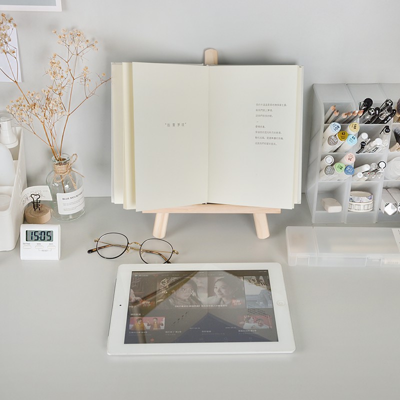 Ohaya Log Giá Đỡ Điện Thoại / Máy Tính Bảng / ipad Để Bàn Bằng Gỗ Vẽ Họa Tiết Nhỏ Xinh