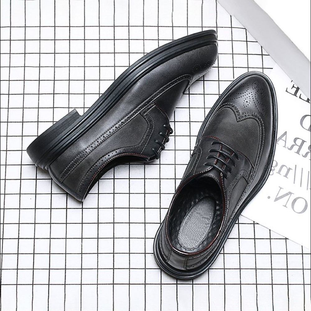 Giày Tây Oxford Nam Công Sở TIBAS Da Bò Nguyên Tấm OF28, Đế Cao 4cm Lịch Lãm, Sang Trọng