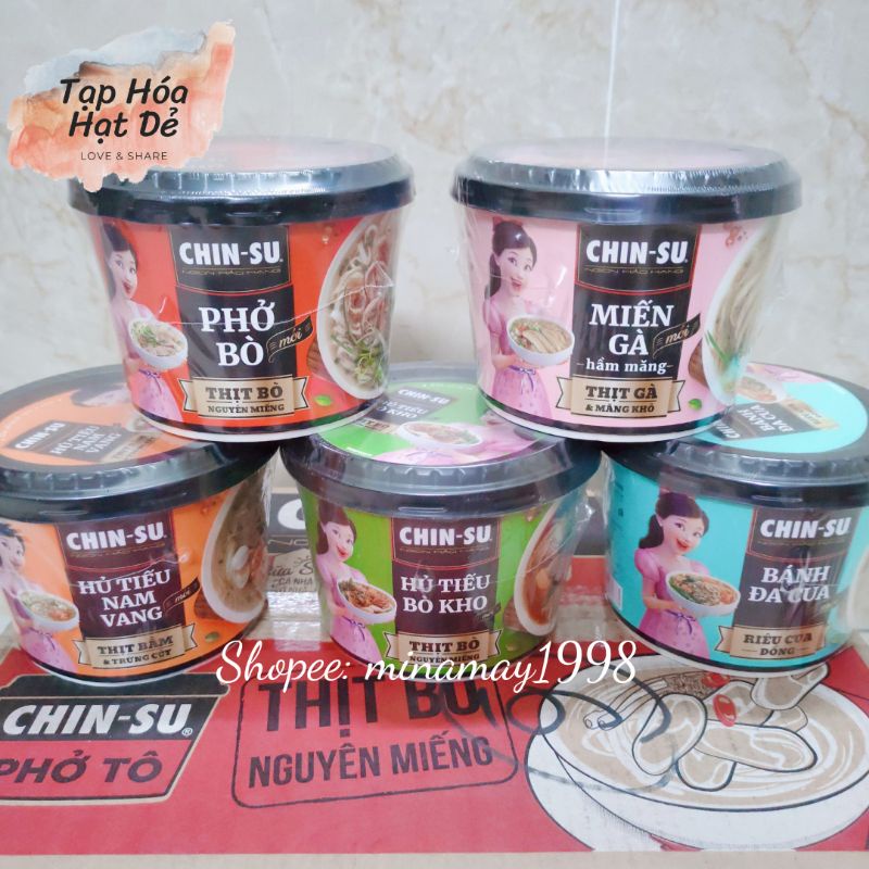 Tô Miến Gà Khô Măng / Hủ tiếu / Bánh đa cua Chinsu 129g/148g (1 tô)