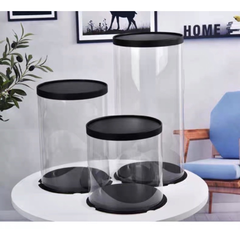 Hộp mica hình trụ đựng bánh kem sinh nhật không kèm dây ruy băng