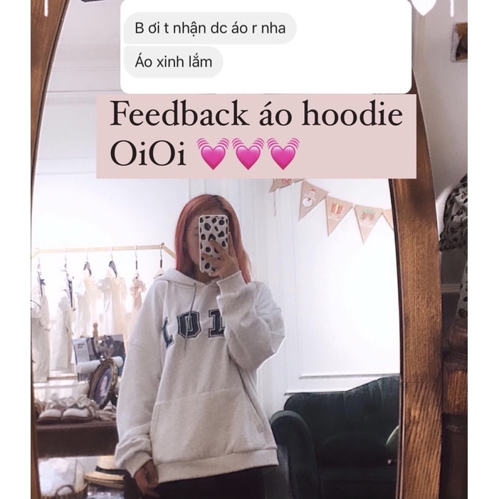 Áo hoodie xám chữ xanh OIOI Rosé BLACKPINK | BigBuy360 - bigbuy360.vn