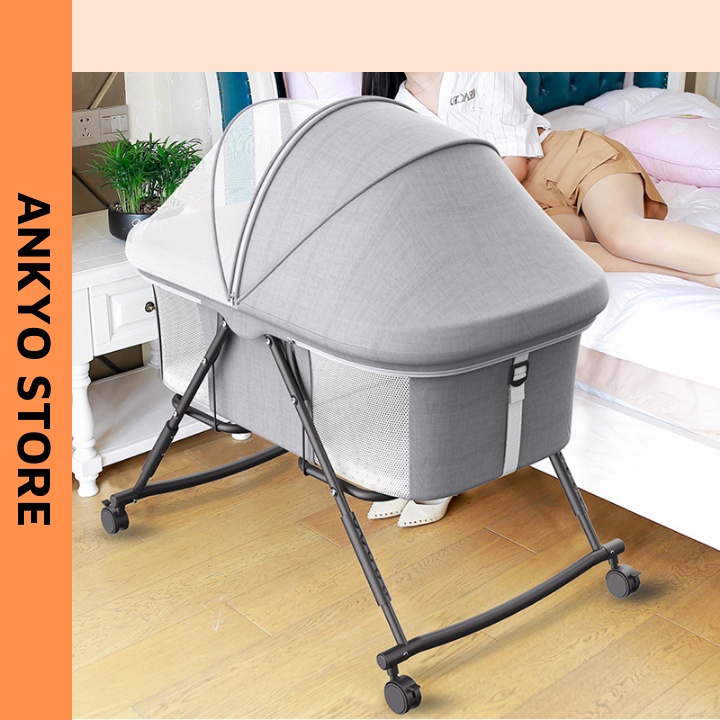 Nôi vải cho bé - Giường ngủ cho trẻ em có màn, có bánh xe - Nôi ngủ cho bé sơ sinh