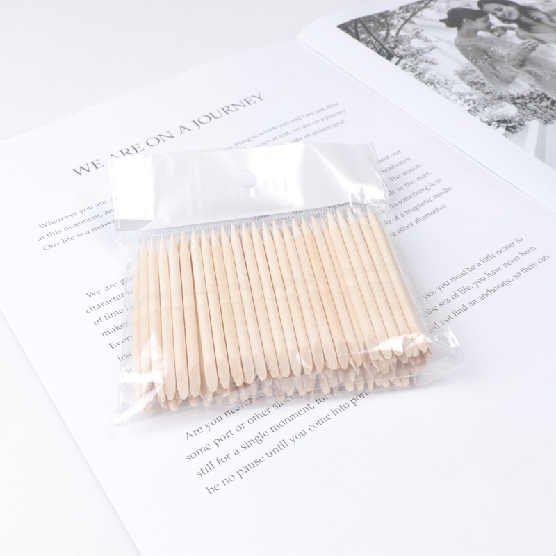 Set 100 que gỗ làm móng, chấm khoé móng