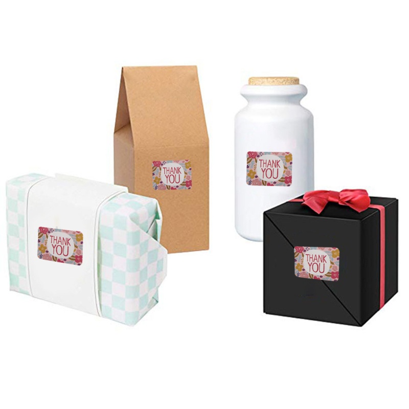 Set 50 Tờ Nhãn Dán Trang Trí Quà Tặng In Chữ Thank You Độc Đáo