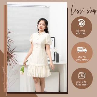 Váy sơ mi công sở phối xếp ly Luxy V262 Đầm công sở cổ sơ mi phối đuôi váy xếp ly