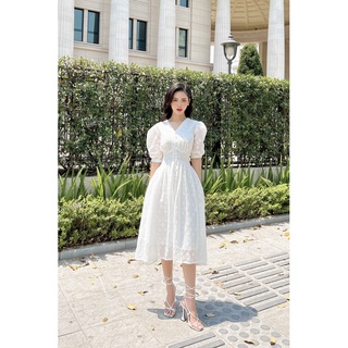 Váy dài cổ V