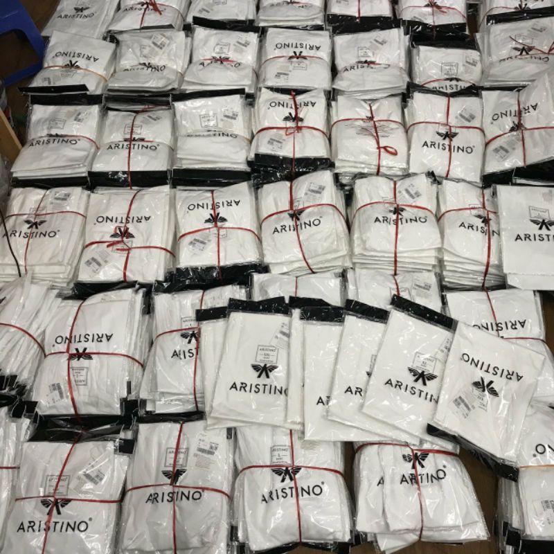 Áo thun nam có tay ARISTINO màu trắng cotton