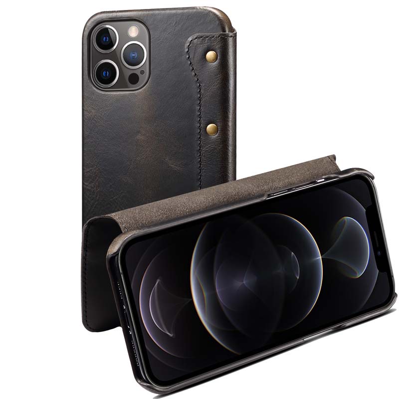 Bao da điện thoại nắp lật kèm ngăn đựng thẻ thích hợp cho iPhone 13 Pro Max 12 Mini