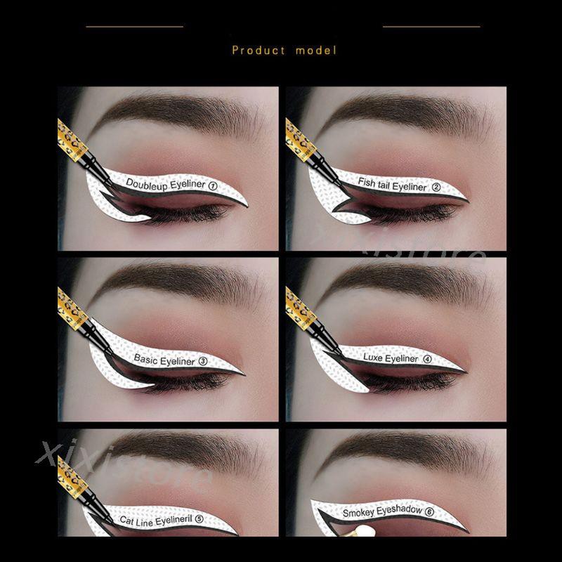 (Hàng Mới Về) Set 12 Khuôn Kẻ Mắt Bằng Vải Không Dệt Tiện Dụng