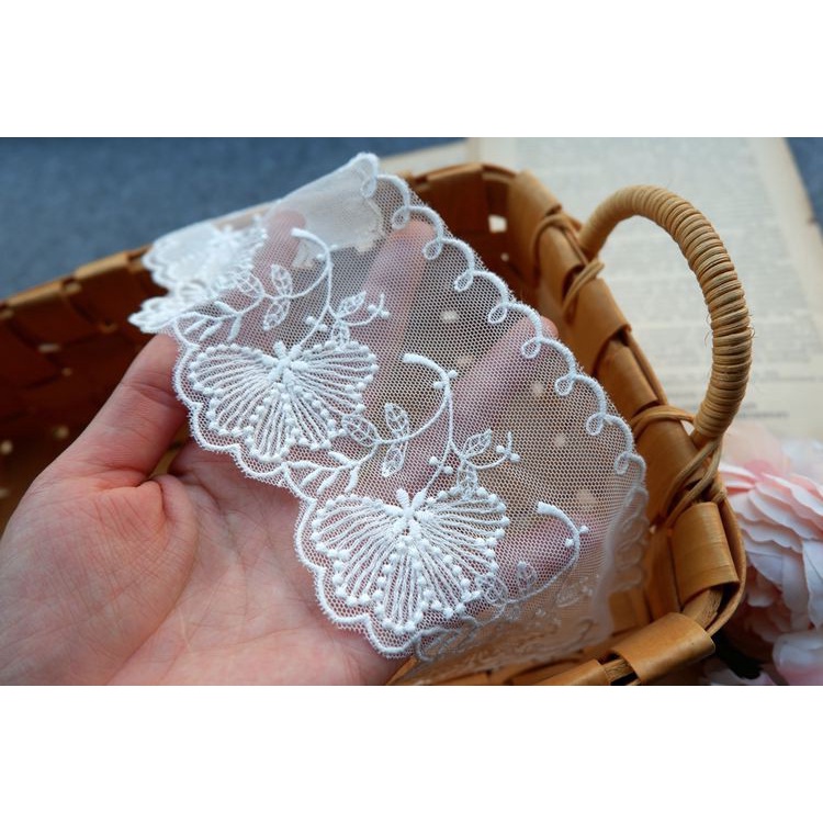 Lưới cotton thêu ren nhiều họa tiết rộng 7-11cm cho trang trí tiệc cưới