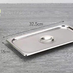 Khay inox GN 1/3, khay inox 304 đựng thực phẩm, thạch topping bán trà sữa size 1/3