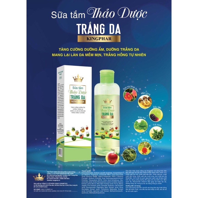 SỮA TẮM THẢO DƯỢC TRẮNG DA KINGPHAR