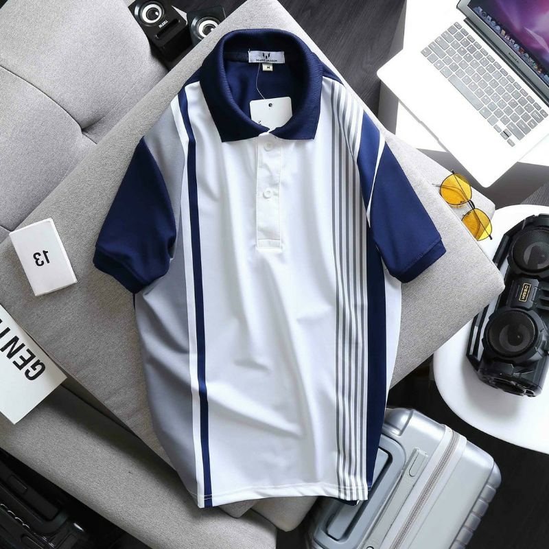 Áo thun cá sấu nam sọc đứng cực sang đẹp chảnh nha