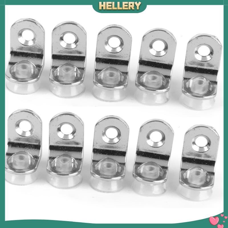 [HELLERY]10pcs Suction Cup Base Metal Plate Glass Shelf Support Holder Home