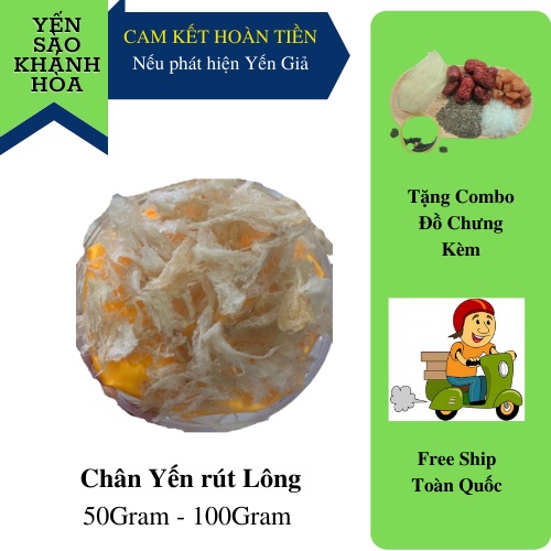 Yến Sào Khánh Hòa - Chân Yến Rút Lông hộp 100gram - Tặng Sét Đồ Chưng Kèm