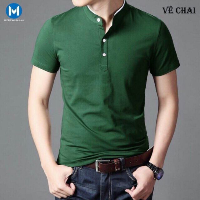 Áo cổ trụ trơn màu rêu SN092 AC006