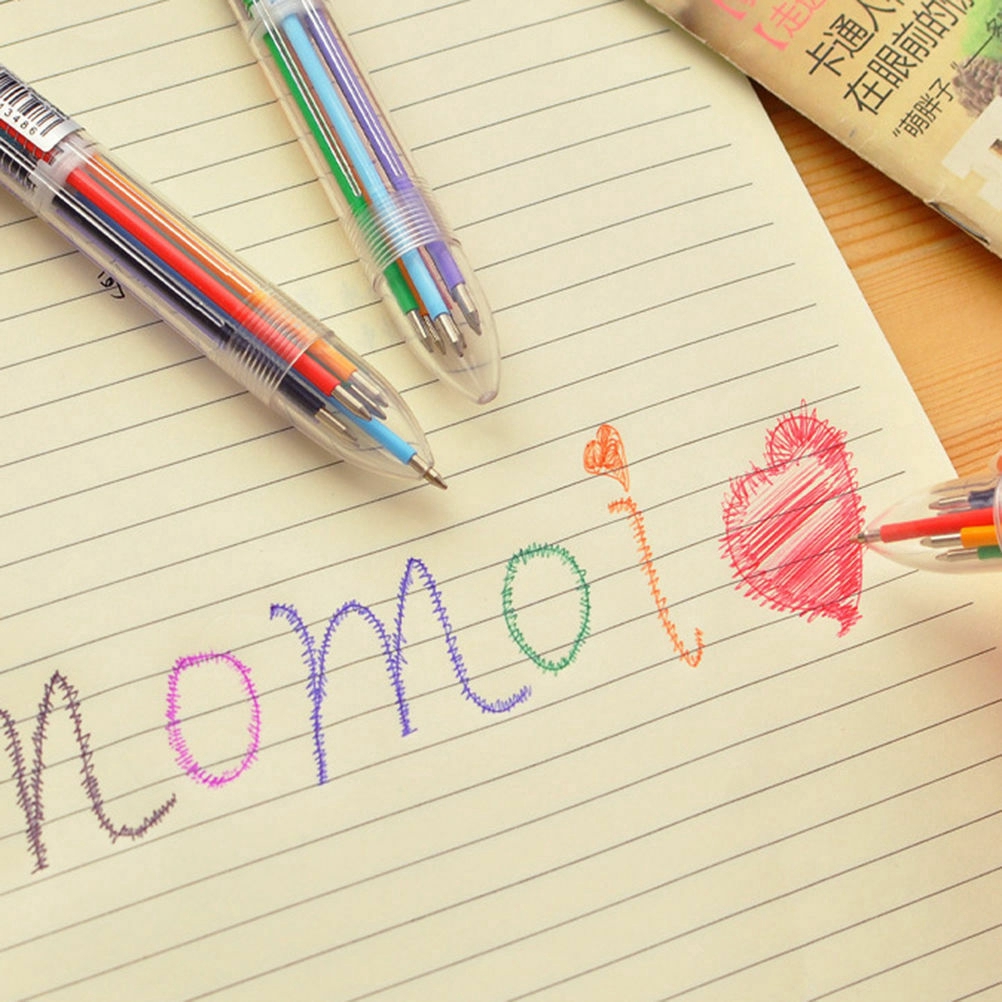 Bút bi mực 6 màu độc đáo cho trẻ em/ nhân viên văn phòng