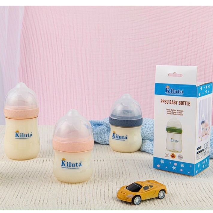 Bình sữa cao cấp có nấp kiểu hoa mai cổ rộng chống sặc và đầy hơi cho trẻ sơ sinh từ 0 tháng tuổi.