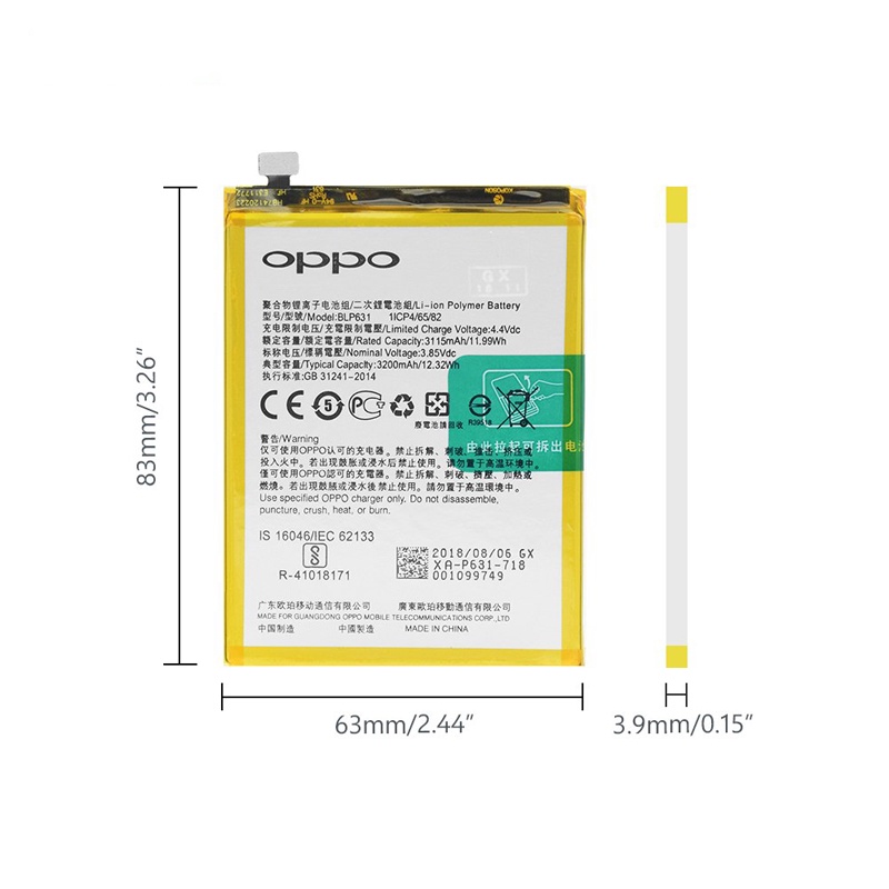 Pin oppo f5 , thay pin điện thoại oppo f5/ f3 blp631