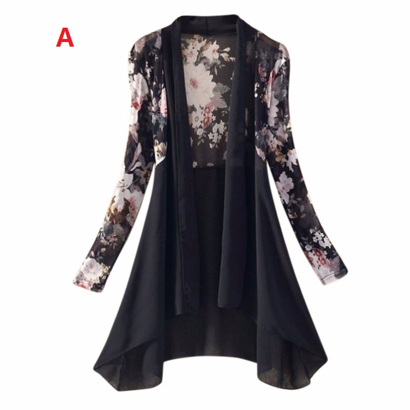 FREESHIP ĐƠN 99K_ Áo Khoác Voan Dáng Dài In Họa Tiết Thanh Lịch Dành Cho Nữ
