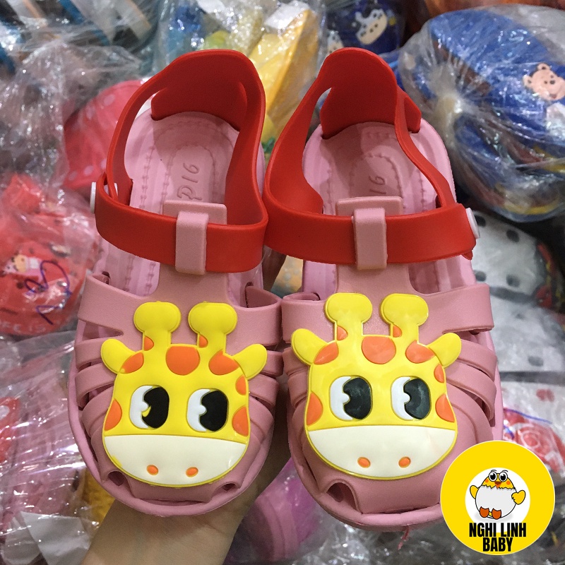 Size 17-22 Giày Sandal tập đi cho bé trai và gái quai nhựa đế mềm