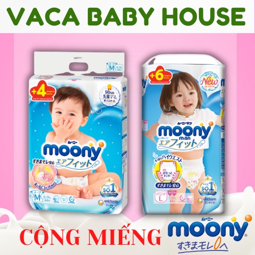 (NỘI ĐỊA - CỘNG MIẾNG) TÃ/BỈM MOONY NỘI ĐỊA NHẬT ĐỦ SIZE DÁN/QUẦN NB96/S90/M68/L58/M64 quần/L54 quần/XL44 quần