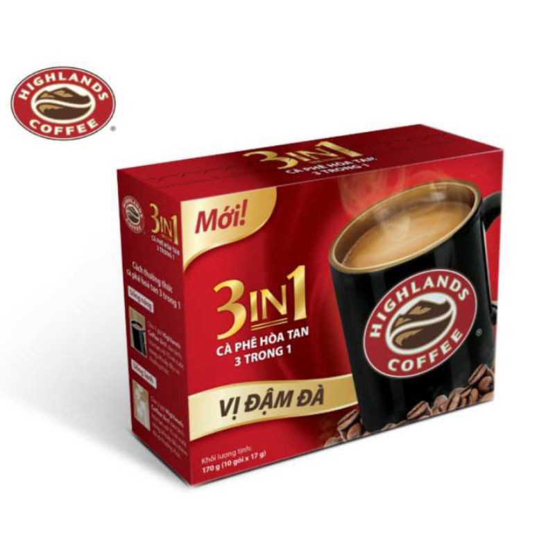 Cà phê Highlands coffee 3in1 hòa tan (10 gói x 17g)