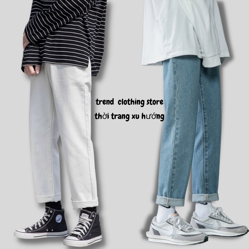 Quần Jean Nam, Quần Baggy xanh sáng nhạt, trắng, xanh đậm ống xuông rộng style hàn quốc 2022-Trend Clothing!