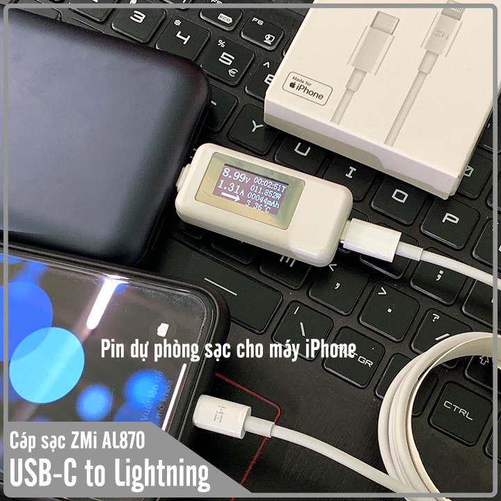 Cáp sạc nhanh ZMi chuẩn MFi USB-C to Lightning hỗ trợ sạc nhanh Power Delivery ( AL870 )