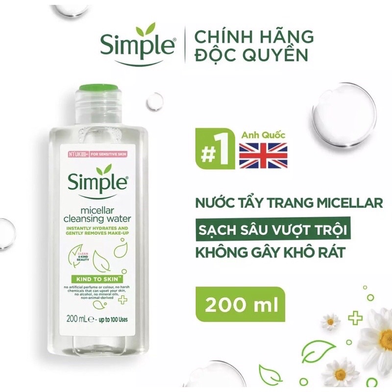 Nước Tẩy Trang Simple Micellar Cleansing Water 200ml