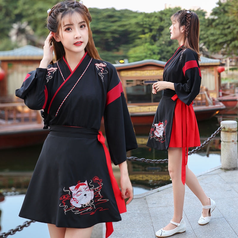 Improved Hanfu cat female student costume and two-piece embroidered collar everyday Chinese style wild summer style | BigBuy360 - bigbuy360.vn