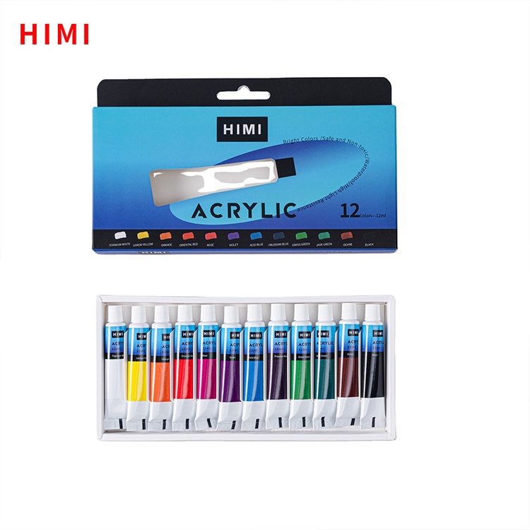 Bộ màu sơn acrylic Himi (Miya) cao cấp dạng tuýp 12ml - 12/18/24 màu vẽ tranh tường