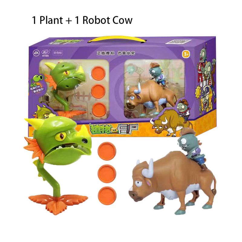 2022 Plants Vs Zombies Glowing Shooting Toy Set Snow Pea Snapdragon Zombie Kids Gift