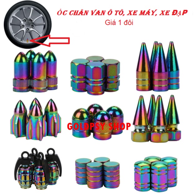 Ốc chân van ô tô xe máy 7 màu titan - Ốc chụp van vòi xe máy 7 màu trang trí