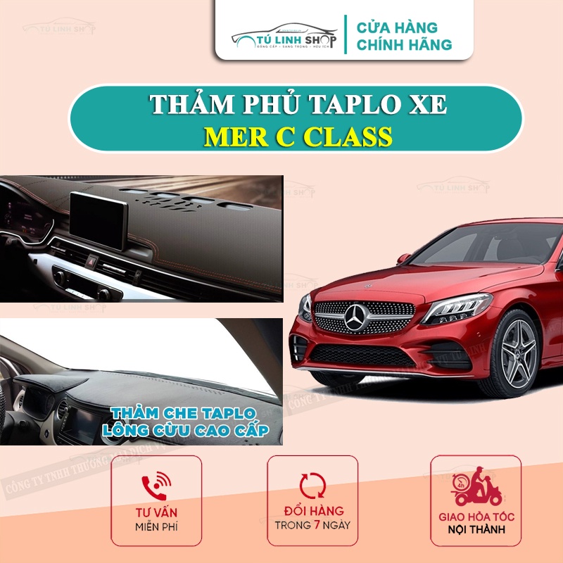 Thảm taplo Mercedes C Class bằng lông Cừu 3 lớp hoặc Da Cacbon