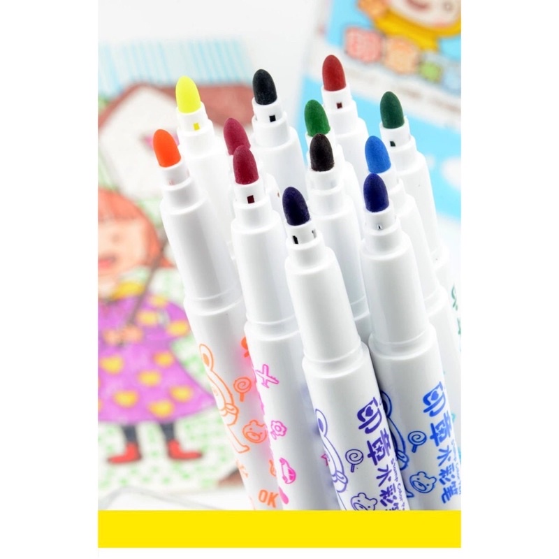 Bút màu dạ đầu hình con dấu 12/18/24/36 màu RUI