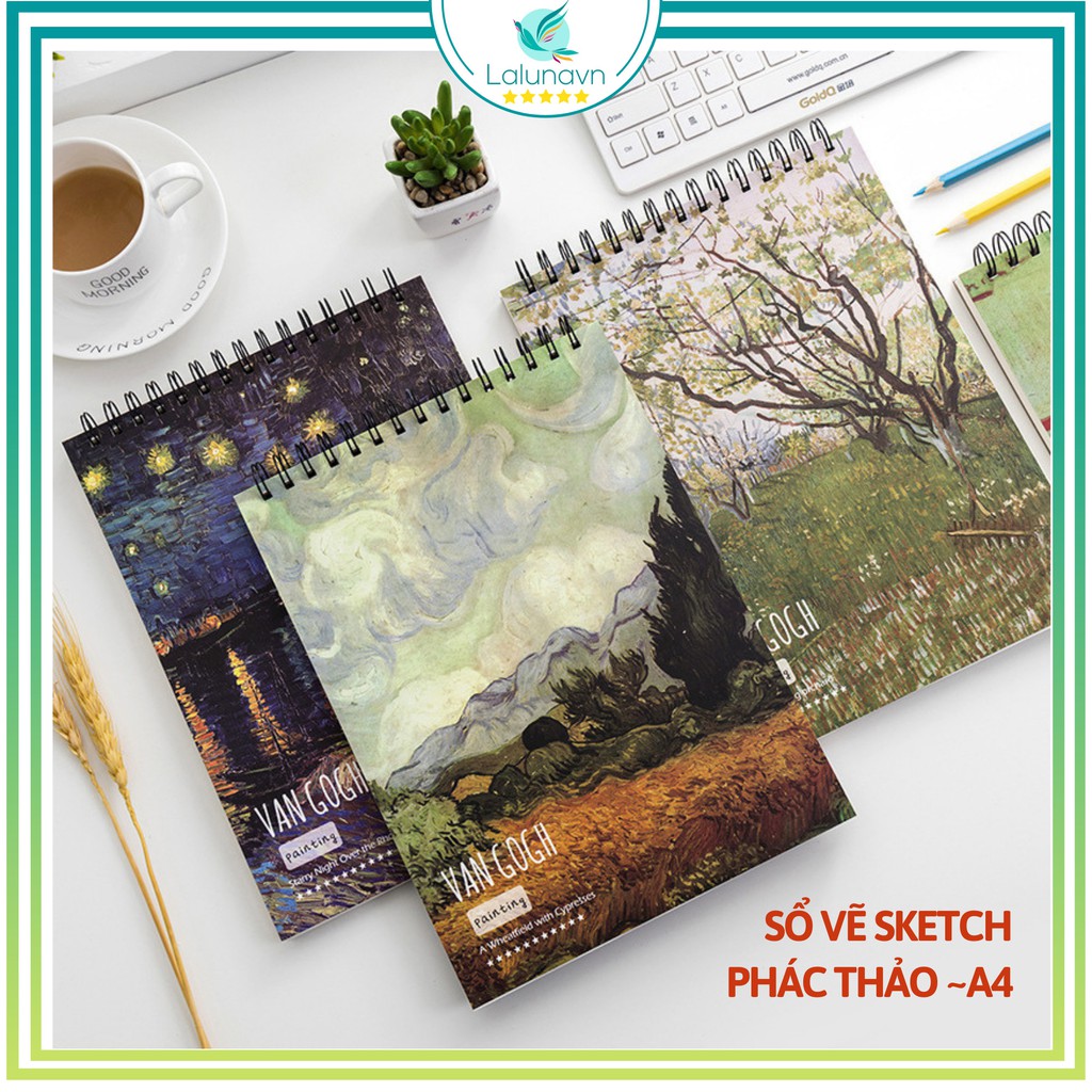 Sổ tay vẽ phác thảo chân dung màu chì bìa BST2 VanGogh khổ A4 100gsm cá tính - B15