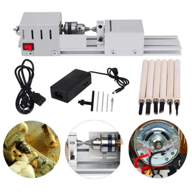 Máy tiện gỗ đa năng - Máy tiện mini Tặng kèm dao tiện