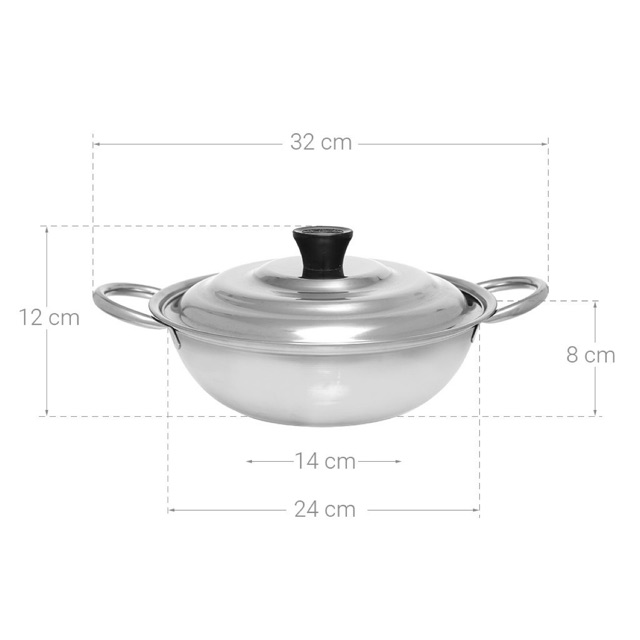 Nồi lẩu inox 304 đa năng (sử dụng trên bếp gas, bếp từ, bếp nấu...)