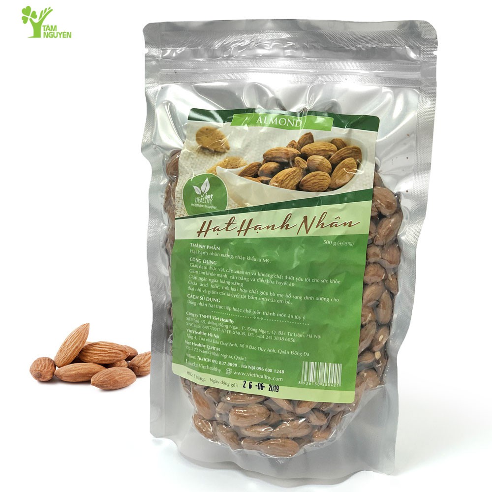 Hạt hạnh nhân không vỏ tự nhiên nhập khẩu từ Mỹ 500g