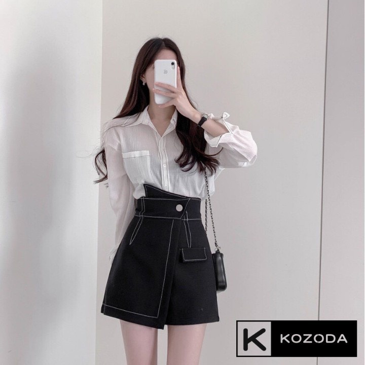 Quần SOOC Giả váy Vạt xéo Viền Chỉ Nổi |HÀNGF ĐẸP| Chất Vitex chuẩn form
