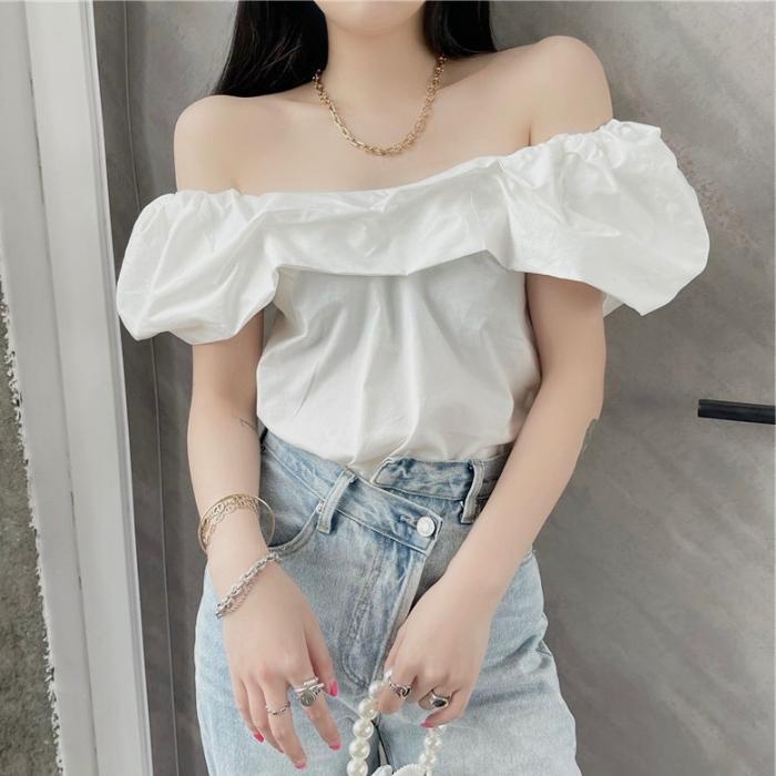 [ Hàng Cao Cấp ] Áo trễ vai nữ tay phồng FUHO Fashion chất vải Cotton kiểu hở vai siêu dễ phối đồ 033