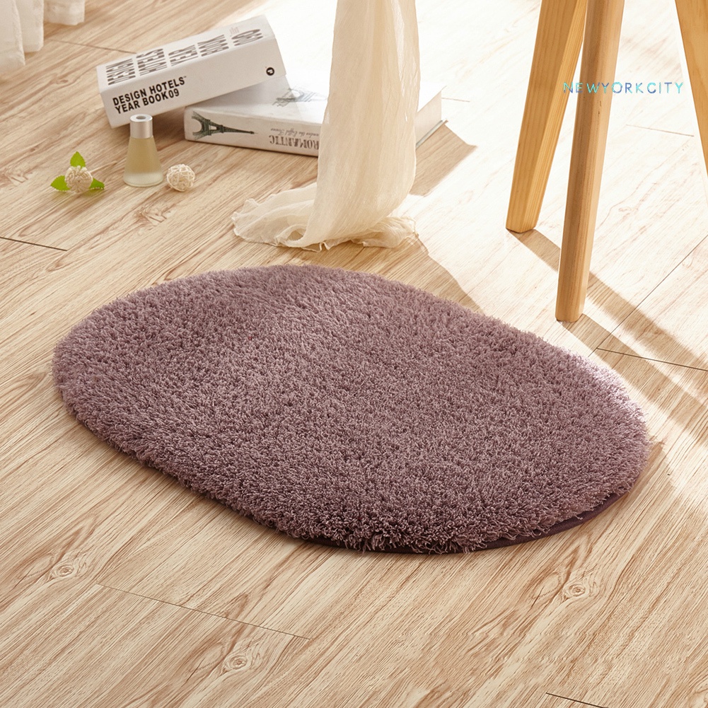 Thảm lót cửa chùi chân Lông Nhung Chống Trượt Hình Oval Thấm Hút Nước
