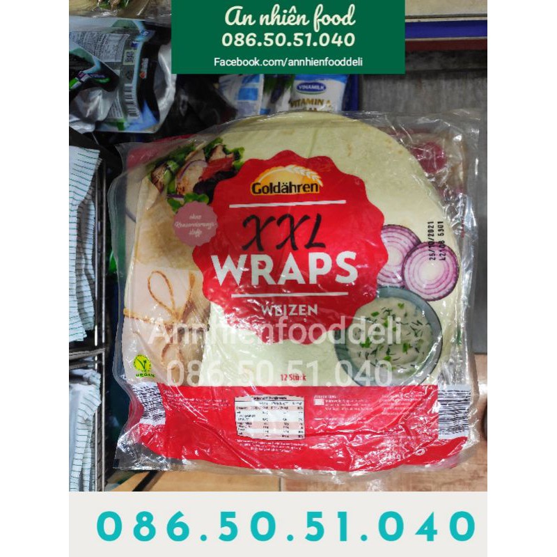 Bánh Cuộn Tortilla Vỏ Bánh Ngô Wraps Goldahren Size XXL 12 Stiick