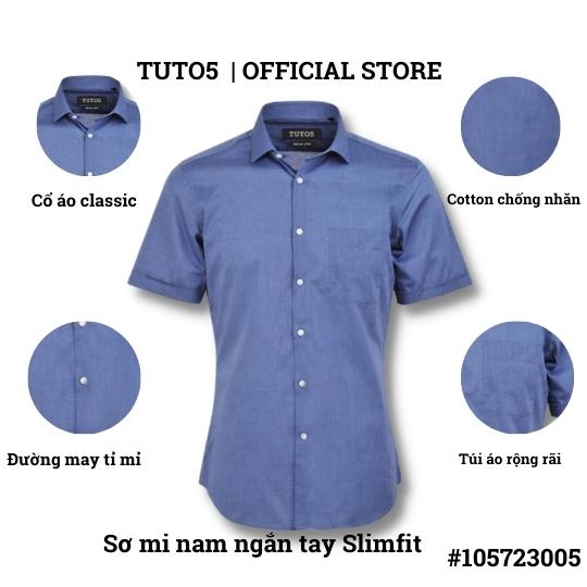 Áo sơ mi ngắn tay nam TUTO5 Menswear công sở trơn cotton cao cấp chống nhăn xanh Navy Slim fit mát mẻ, lịch lãm 10572300