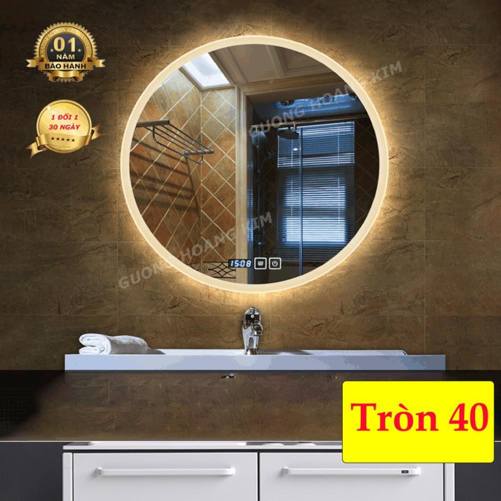 ( giá sỉ ) gương tròn treo tường có đèn led cảm ứng để bàn trang điểm  kich thước D40 - guonghoangkim mirror