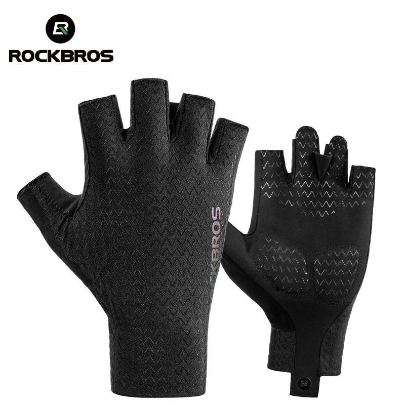 Găng tay lái xe thương hiệu ROCKBROS thiết kế hở ngón có đệm chống sốc cao cấp